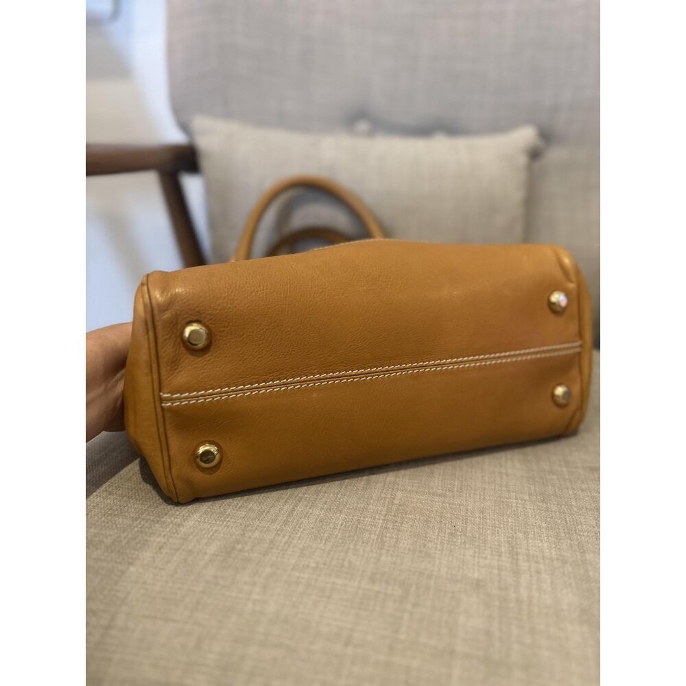 Y2K Marc Jacobs Doctors Satchel Camel Tan Leather Top Handle Gold Made Italy 90s - Picture 9 of 16